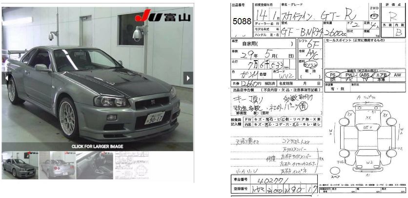 Japan Car History Check GTR example